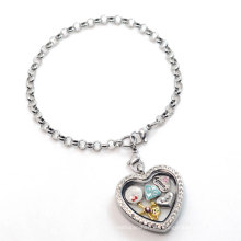 Silber Herz Perlenkette Armband, Phantasie neuesten schwimmenden Charme Armband Design